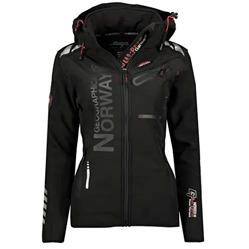 Geographical Norway Damen Softshell Jacke REINE ASSOR B LADY 068 - Schwarz - L - Funktionsjacke mit wasserdichter Membran und warmem Fleecefutter, ideal für Outdoor-Aktivitäten und wechselnde Wetterbedingungen.