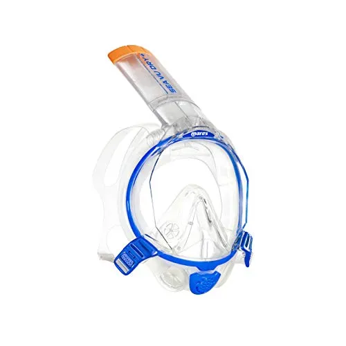 Mares SEA VU DRY + Brille in blue-clear, Größe S/M FS 2025 - Taucherbrillen mit integriertem Schnorchel, ergonomischem Rahmen und hervorragender Sicht; ermöglicht Atmung durch Mund und Nase, ideal für entspanntes Schnorcheln.