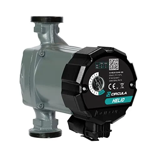 CIRCULA Hocheffizienzpumpe Helio 25-40/180, Robuste Umwälzpumpe und Heizungspumpe, IP 44, Auto-Modus und Stufenloser Drehknopf für Einfachste Bedienung, Spart bis zu 80% an Strom
