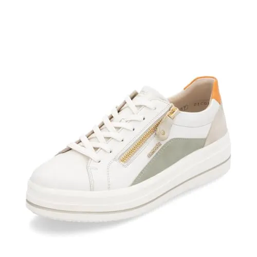 Plateausneaker REMONTE für Damen, Gr. 37, in sanftem Weiß - Sportliche Plateausneaker von Remonte aus Leder und Lederimitat mit Soft-Einlage für optimalen Tragekomfort. Ideal für lässige Freizeitlooks.