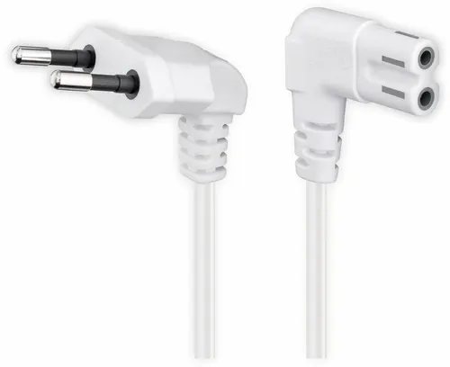 GOOBAY Euro-Netzkabel mit Doppelnutkupplung, weiß, 1,5m, 90°
