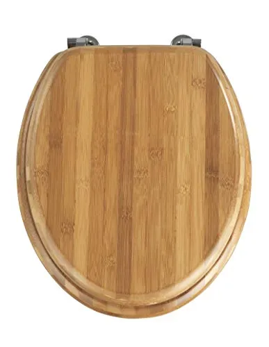 WENKO WC-Sitz Bambus - Echtes Bambus, 34 x 41 cm, dunkelbraun, umweltfreundlich und einzigartiges Design für Ihr Badezimmer