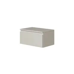 Selsey Nachttisch BEMMI – Wandnachttisch mit Schublade, schwebendes Design, 48 cm - Nachtkonsolen, eleganter Wandnachttisch in Greige, platzsparend und pflegeleicht, ideal für minimalistisches Wohnen.