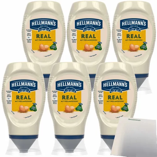 Hellmann's Real Salatmayonnaise zum Dippen und Verfeinern 6x250ml Flasche usy