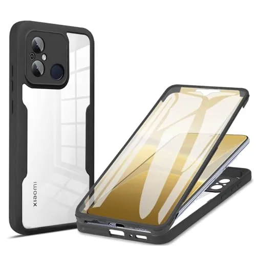 Produktbild betterfon 360 Grad Hülle Kompatibel mit Xiaomi Redmi 12C | Handyhülle mit eingebautem Displayschutz für Redmi 12C | Schwarz