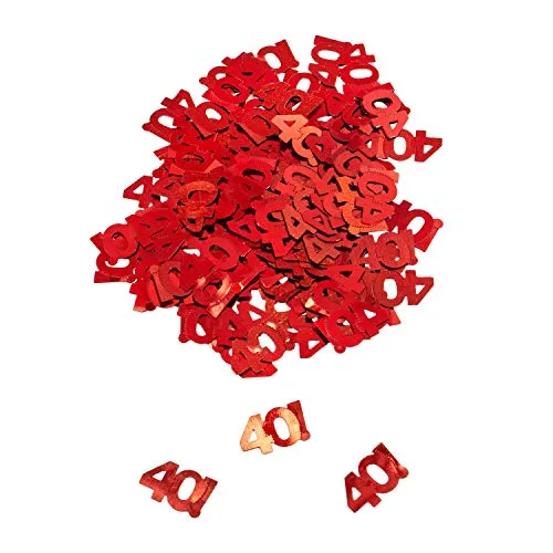 Oblique Unique® 40. Geburtstag Jubiläum Konfetti Rot Tisch Deko Streudeko 14g
