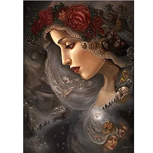 DCIDBEI 50 x 40 CM 5D DIY Diamond Painting Religiöse Frau, Quadratisch Diamant-Malerei Göttin, Wanddekoration für Schlafzimmer und Wohnzimmer, Geschenk für Freunde/Familie/Kollege
