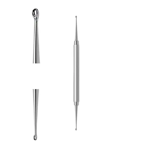 Excellent Solingen Komedonenheber | Doppelseitiger Mitesserentferner - Doppelseitiger Komedonenheber aus rostfreiem Edelstahl für präzise Entfernung von Hautunreinheiten. Ergonomischer Griff für sicheren Halt und komfortable Anwendung, ideal für den persönlichen Gebrauch und professionelle Studios.