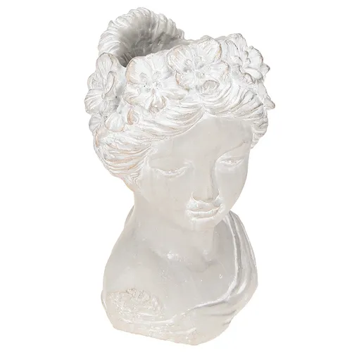 Antike Frauenbüste Steinguss Übertopf Grau Vase 15×14×25cm von Viana