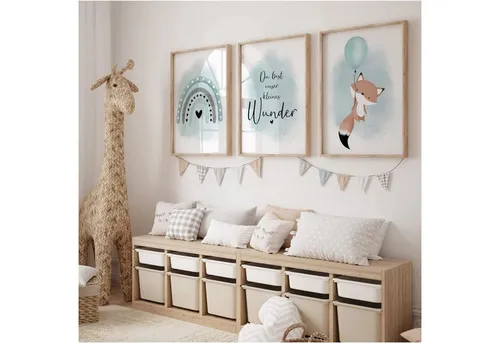 MeinBaby123® Poster Bilder Kinderzimmer, Poster Kinderzimmer Deko, Babyzimmer Deko, Spruch Wandbilder,  Boho,  Tiere