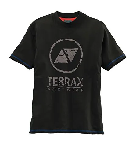 T-Shirt mit Rundhals und Frontdruck, Farbe schwarz-blau, Gr.3XL