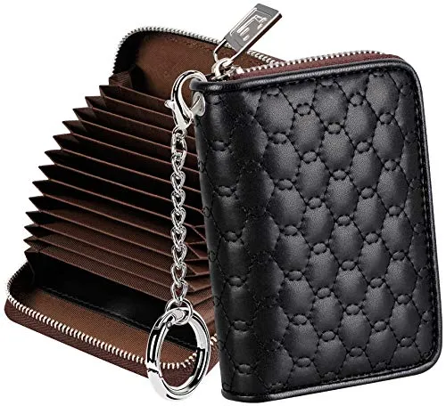 FurArt Kreditkartenetui für Damen und Herren, RFID Schutz, Schlüsselanhänger,Reißverschlussetui