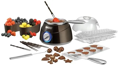 Unold Chocolatier 48667 - Schokofondue 250 ml mit Zubehör, perfekt für süße Abende und gesellige Anlässe