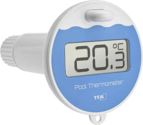 TFA Dostmann Schwimmbad Außensensor 30.3238.06 - Thermometer für kabellose Wassertemperaturmessung bis 60 °C, ideal für Pools und Gärten mit einer Reichweite von bis zu 100 m.