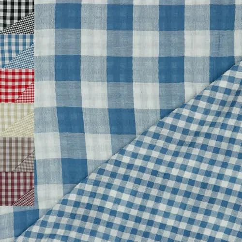 MAGAM-Stoffe Paul Musselin Mulltuch Kinder Baumwollstoff Oeko-Tex Meterware 50cm (Karo blau)