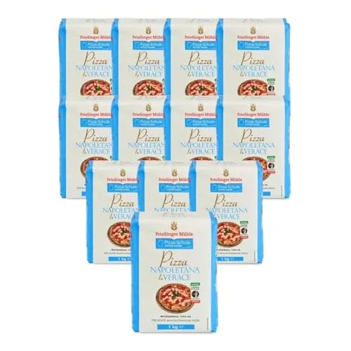 Bielmeier Frießinger Mühle Pizzamehl Verace Napoletana 12×1 kg – Hochwertiges Pizza Mehl Typ 00 für neapolitanische Pizza - OPTIMALE TEIGBASIS – Hochwertiges Pizzamehl Typ 00 für authentische neapolitanische Pizza. Hoher Proteinanteil für geschmeidigen Teig und knusprige Kruste. IDEAL FÜR VIELSEITIGE BACKPROJEKTE – Auch perfekt für Focaccia, Ciabatta und mehr. XXL-VORRAT – 12×1 kg für regelmäßigen Einsatz.