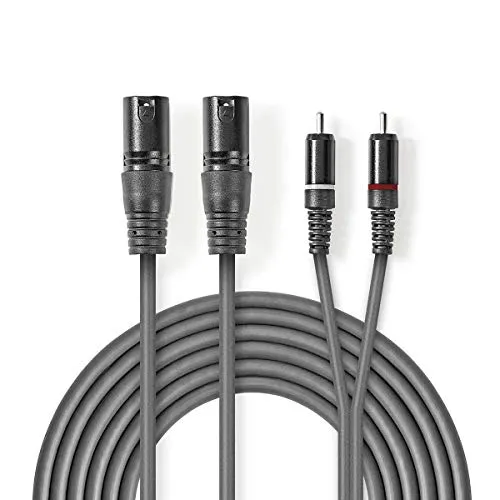 NEDIS Symmetrisches Audiokabel, XLR 3-poliger Stecker auf Cinch-Stecker, Stereo, 1,5 m – zum Verbinden von Instrumenten, Mikrofonen, Verstärkern oder DJ-Ausrüstung