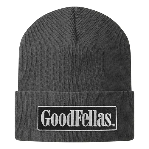 Goodfellas 1990 Movie Logo Beanie Mütze Grau - Stylische Beanie für Unisex Erwachsene, aus 100 % Baumwolle und in klassischem Grau. Ideal für kalte Tage und ein echter Hingucker für Filmfans. Einheitsgröße für optimalen Tragekomfort.
