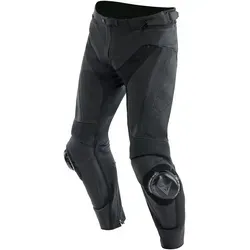 Dainese Delta 4 Perforierte Motorrad Lederhose, Schwarz, Größe 4XL 5XL für Männer - Hochwertige Motorrad Lederhose aus Tutu-Rindsleder mit Stretchgewebe-Einsätzen und optimaler Belüftung für angenehmen Tragekomfort bei jeder Fahrt.