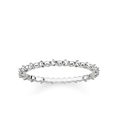 Thomas Sabo Damen Ring Dots mit Weißen Steinen 925 Sterling Silber TR2153-051-14