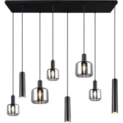 TRIO Pendelleuchte MATARO - Moderne 8-flammige Pendelleuchte, ideal für Esszimmer oder Wohnräume, mit mattschwarzem Metallfinish und flexibler Fassungswahl für individuelle Lichtgestaltung.