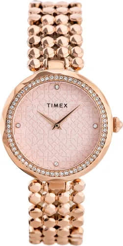 Timex Quarzuhr City Collection - Elegante Quarz-Analoguhr in Roségold, ideal für stilbewusste Männer. Robustes Messing-Gehäuse und -Armband sorgen für Langlebigkeit und Komfort.