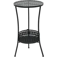 vidaXL Bistrotisch Schwarz 40x70cm Metall - Gartentisch im Vintage-Look mit exquisiten Details, ideal für gemütliche Abende zu zweit und praktischer unterer Ablage für zusätzlichen Stauraum.