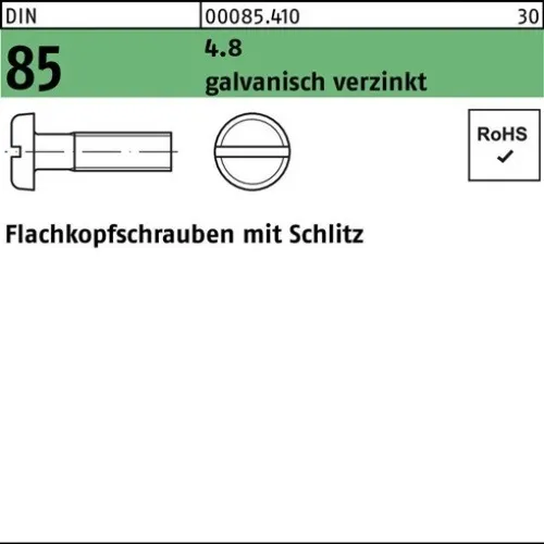 200er PACK(Stk)  000085041009060030 Flachkopfschraube DIN 85 m.Schlitz M 6 x 30