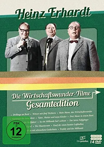 Heinz Erhardt Wirtschaftswunder Gesamtedition (Filmjuwelen) [4 DVDs] - Filme, mit den besten Komödien von Heinz Erhardt - ein zeitloses Vergnügen für die ganze Familie, freigegeben ab 12 Jahren.