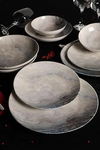 Elegant 24-Piece Dinner Set, 100% Porcelain | Includes Service Plates, Bowls & Dessert Plates | Dishwasher & Microwave Safe | Perfect for Any Occasion