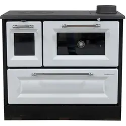 Hosseven Kaminofen mit Backfach und Herdplatte 4012 Gelb Holzofen 8 kW Holz Ofen, 7.7 kW, Dauerbrand, Ofen Mehrfachbelegung Kamin Heizofen Küchenherd