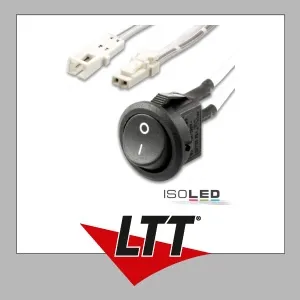 ISOLED MiniAMP Einbauschalter Ein/Aus, female-Buchse und male-Stecker, 30cm+200cm, 2-polig, weiß