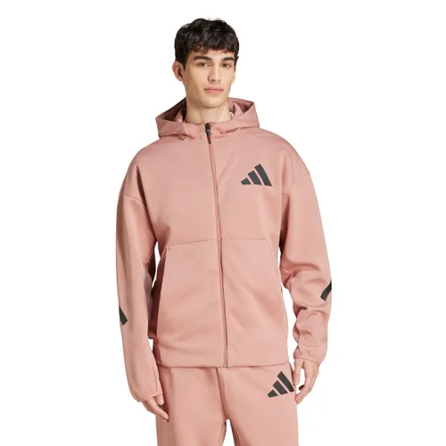 adidas Sportswear Kapuzensweatshirt M Z.N.E. FZ rot S (44/46) - Herren-Sweatjacke aus 57% Polyester und 43% Baumwolle, ideal für sportliche Aktivitäten und Freizeit, in stylischem Warm Clay.