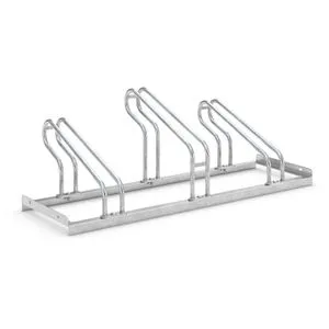 WSM Fahrradständer 2053 BF - Bodenmontierbarer Einstellparker für 3 Fahrräder, aus feuerverzinktem Stahl, ideal für E-Bikes und Mountainbikes, platzsparend und erweiterbar.