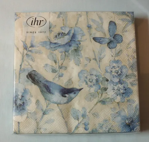 Servietten VOGEL Blumen blau 1 Packung OVP IHR Motivservietten E Vögel 20