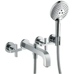 Axor Citterio 3-Loch Wannenarmatur - Chrom - Hochwertige Unterputzinstallation mit Kreuzgriff - Armaturen, elegantes Design und benutzerfreundlicher Kreuzgriff für stilvolle Badezimmergestaltung.