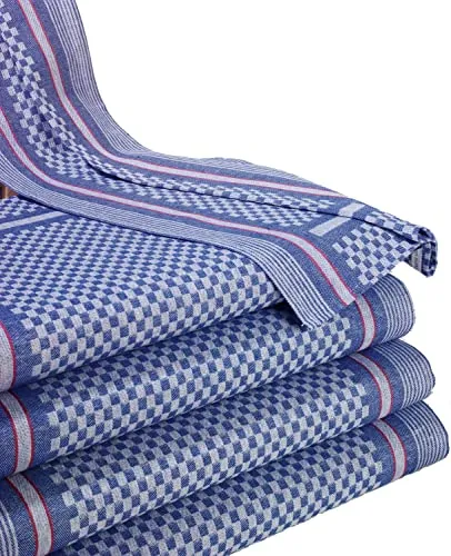 TextilDepot24 Grubentücher im Set - Hochwertiges Grubentuch Geschirrtuch 50 x 100 cm mit Hänger - Garngefärbtes Grubenhandtuch Blau/weiß kariert (5, Baumwolle)