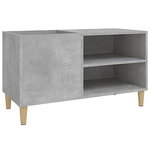 vidaXL Plattenschrank Betongrau 84,5x38x48 cm - Bürostuhl und mehr: Praktischer Plattenschrank aus hochwertigem Holzwerkstoff, ideal zur Aufbewahrung und Präsentation deiner Schallplatten mit stabilem Platz für deinen Plattenspieler.