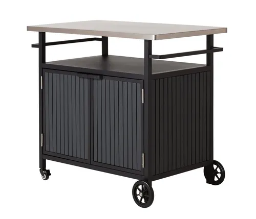 Dehner Outdoor-Küche Grillwagen Alvor, mobil mit Rollen und Bremse - Erleben Sie unvergessliche Grillabende mit dem Dehner Grillwagen Alvor. Die hochwertige Edelstahlplatte bietet viel Platz für die Zubereitung, während die praktischen Rollen für Flexibilität auf Ihrer Terrasse sorgen.