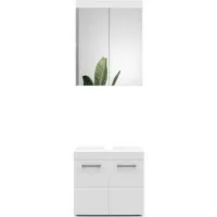 Vicco Badmöbelset Luna Weiß Skandi - Badmöbel-Set mit hochwertiger Melaminharzbeschichtung, strapazierfähig und pflegeleicht – ideal für ein elegantes Badezimmer.