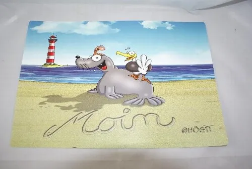 Hösti Tischset Platzset Platzmatte Moin Leuchtturm Robbe Möwe Wattwurm Cartoon
