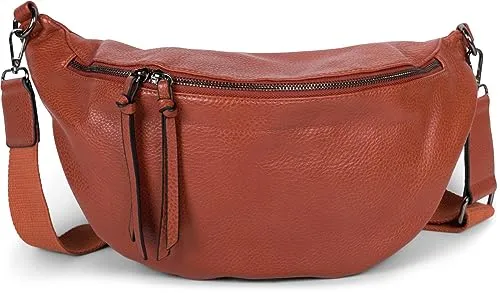 styleBREAKER Damen Halbmond Crossbody Schultertasche - Cognac - Damen-Schultertaschen mit abnehmbarem, verstellbarem Schultergurt und modischem Design aus feinem Kunstleder für vielseitige Trageoptionen.