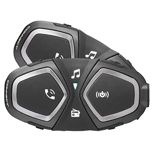 Pack 2 INTERPHONE Connect Schwarz Unica - Motorradzubehör - Motorrad-Headsets mit klarer Kommunikation und einfacher Bedienung, ideal für sichere Fahrten mit Beifahrer oder Freunden.