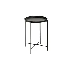 Haku-Möbel Beistelltisch 25566 - Rund, schwarz, 39 x 50 cm, abnehmbares Serviertablett und klappbares Gestell für einfache Aufbewahrung