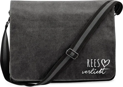 Huuraa Umhängetasche Rees verliebt 14 Liter Black Canvas Laptoptasche Geschenkidee