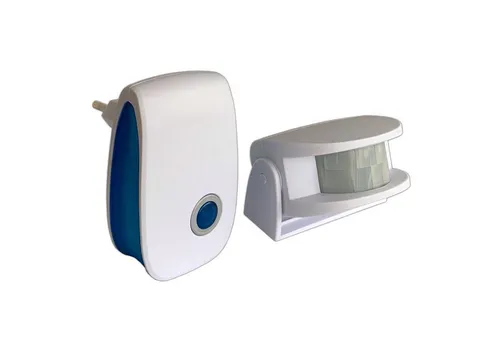 EAXUS Funkklingel mit Bewegungsmelder - Türklingel mit 32 Melodien, 50m Reichweite und kabellosem Empfänger. Ideal für Geschäfte, Büros und Zuhause zur akustischen Erkennung von Besuchern und zur Sicherheit.