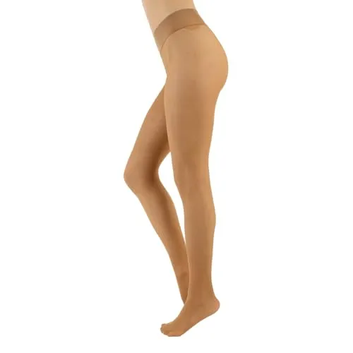 CALZITALY Trasparente Strumpfhose, Nahtlose Strumpfhose, gepunktet Strumpfhosen Damen, S, M, L, XL, XXL, Schwarz, Blau, Hautfarbe, Sun, Tan, 15 DEN, Made in Italy (S, Tan)
