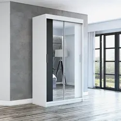 A&J MöbelLand Schwebetürenschrank NEO 2-türig mit Spiegel - Schwebetürenschrank mit 2 Spiegeln, 6 Regalen und 1 Kleiderstange für optimalen Stauraum. Wählen Sie aus 3 Größen für Ihr Schlafzimmer – stilvolles Design trifft auf praktische Funktionalität!