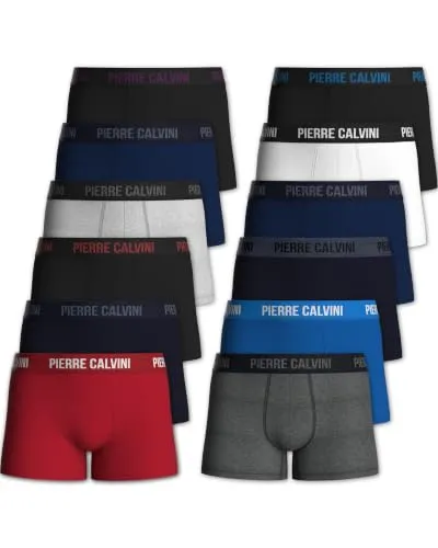 Pierre Calvini Herren Boxershorts Hipster 12er Pack – Bequeme Unterhosen aus Baumwolle mit Stretch – Atmungsaktive & Passgenaue Unterwäsche