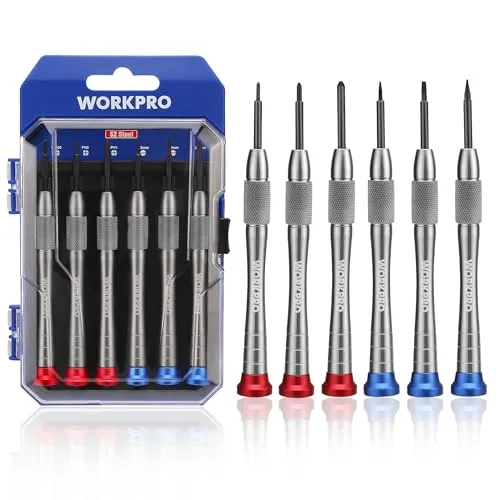 WORKPRO Mini Schraubenzieher Set 6-teilig, Feinmechaniker Schraubendreher, Präzisionsschraubendreher Set mit Magnetspitze, Kleine Schraubenzieher mit Aufbewahrungsbox für Brillen Handy Reparatur